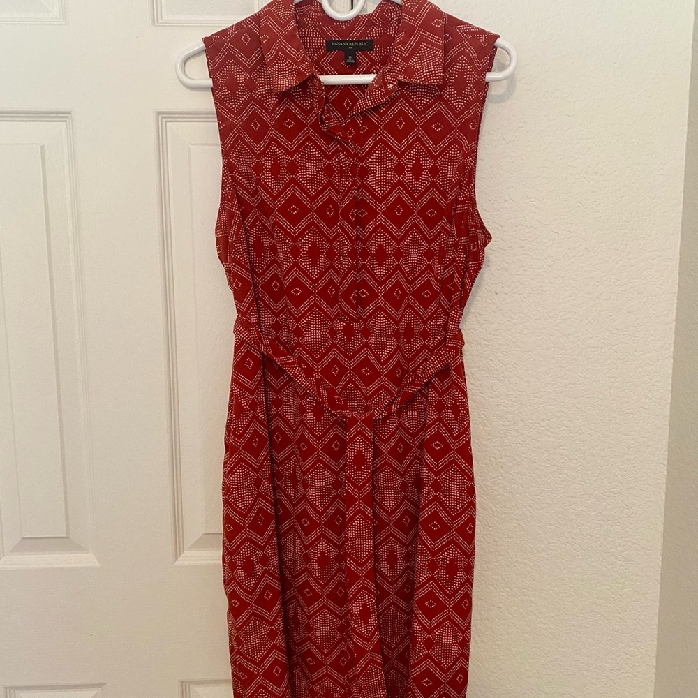 Banana Republic Factory Red Geometric Midi Dress